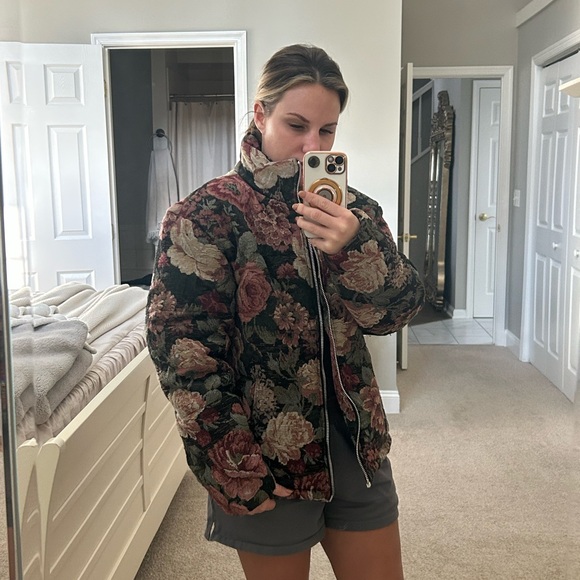 Fashion Nova Floral Bomber Jacket - Black and Pink - Picture 3 of 3